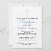 Son Baptisc Cross Blue Gray Einladung (Vorderseite)