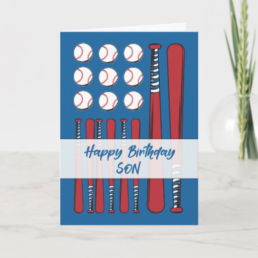 Son Baseball Flag Birthday Red White Blue Karte (Vorderseite)