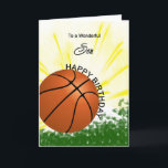 Son Basketball Geburtstagkarte Karte<br><div class="desc">Geben Sie Ihrem Basketball liebenden Sohn eine Baseball- und Fledermauskarte mit einem explosiven Basketballthema! Ein Basketball und Fledermaus mit den Worten "Für einen wunderbaren Sohn".</div>