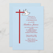 Son Bestätigung Cross Dove Blue Einladung (Vorne/Hinten)