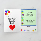 Son Birthday Balloons Cupcakes NAME Karte (Innenseite)