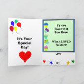 Son Birthday Balloons Cupcakes NAME Karte (Innenseite)