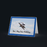 Son Birthday Bird Surfcard Karte<br><div class="desc">Phantastisches Foto eines Jungen, der auf dem Rücken eines Vogels reitet, um am Himmel zu surfen, wird auf dieser Geburtstagskarte für einen Sohn gezeigt. An der Kartenvorderseite steht:"Son, May Your Birthday", und innen drin steht: "Be High Flying Fun, Happy Birthday"! Eine tolle Karte, um einen Sohn an seinem besonderen Tag...</div>