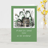 Son Birthday Frogs Toasting with Beer Karte (Gelbe Blume)