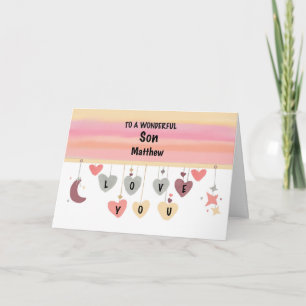 Son Birthday Hearts Moon Stars Karte