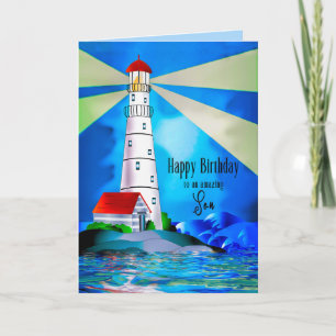 Son Birthday Lighthouse Beacon of Light for Sea Karte