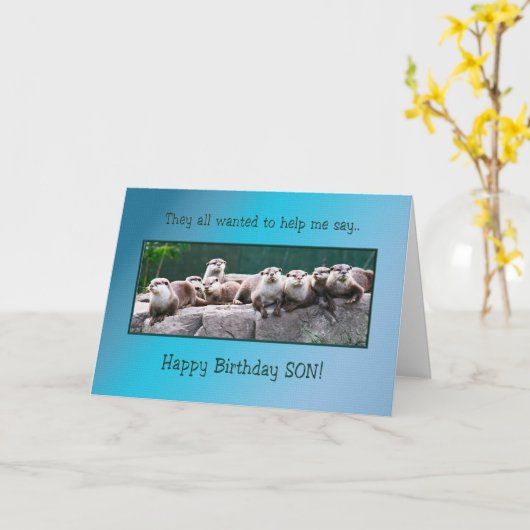 Son Birthday mit Ottern Karte (Gelbe Blume)