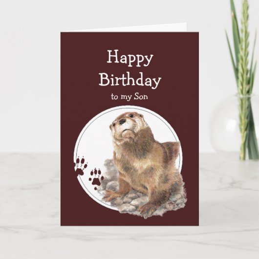 Son Birthday Otter Funny Animal Custom Text Karte (Vorderseite)