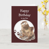Son Birthday Otter Funny Animal Custom Text Karte (Gelbe Blume)