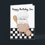 Son Birthday Whimsical Gnome Baker Backen Karte<br><div class="desc">Sicher! Eine skurrile und beliebte Son Birthday-Karte mit einem köstlichen Gnome-Bäcker. Die Vorderseite der Karte zeigt einen zauberhaften Gnomen, der einen zauberhaften Baker-Hut mit eingetaucht in die Freude des Backens verbindet. Mit einem hölzernen Löffel in der Hand strahlt das Gnom einen spielerischen und schelhaften Ausdruck aus und strahlt ein Gefühl...</div>