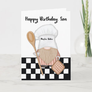 Son Birthday Whimsical Gnome Baker Backen Karte