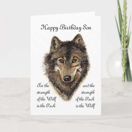 Son Birthday - Wolf und Pack Quote Karte (Vorderseite)