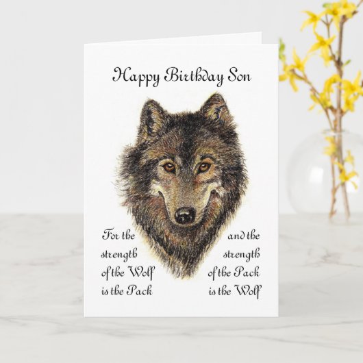 Son Birthday - Wolf und Pack Quote Karte (Gelbe Blume)