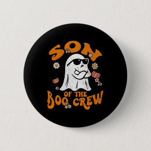 Son Boo Crew Groovy Matching Family Halloween Men Button
