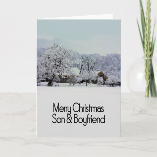 Son & Boyfriend Frohe Weihnachtskarte Feiertagskarte (Vorderseite)