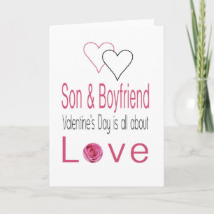 Son & Boyfriend Happy Valentine's Day Rose Feiertagskarte