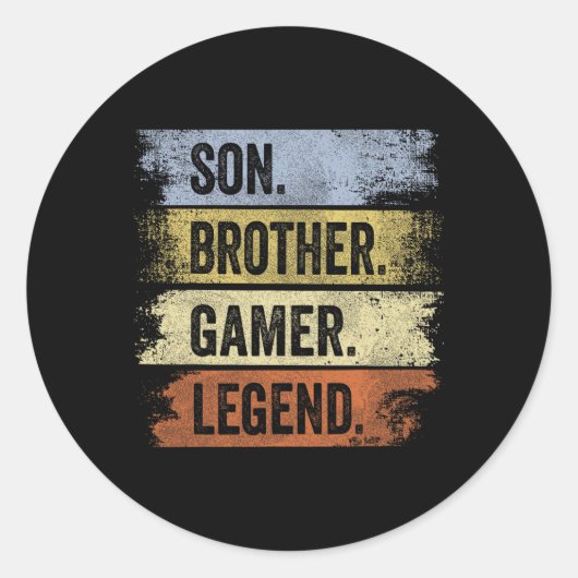 Son Brother Gamer Legend Gaming Gifts For Boys Fun Runder Aufkleber (Vorderseite)