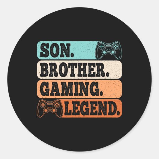 Son Brother Gaming Legend Video Gamer Retro Game Runder Aufkleber (Vorderseite)