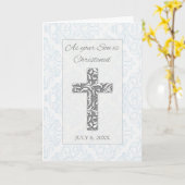 Son Christening Segnungen Custom Date mit Cross Karte (Gelbe Blume)