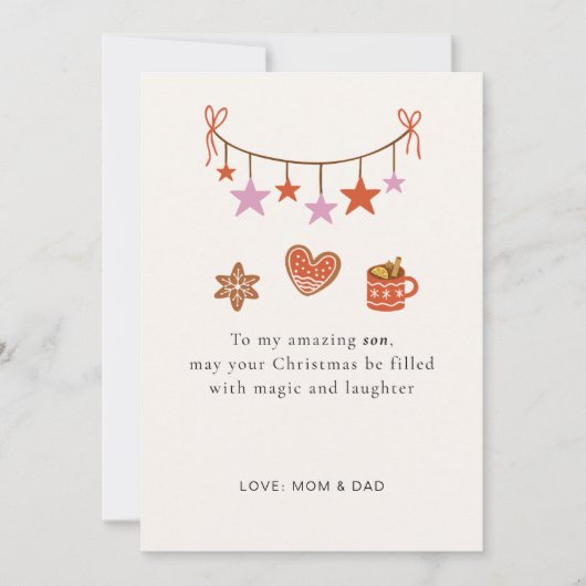 Son Christmas Card Cute Personalized Feiertagskarte (Vorderseite)