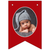 Son Christmas Party | Rotes Foto Wimpelkette (Erste Fahne)