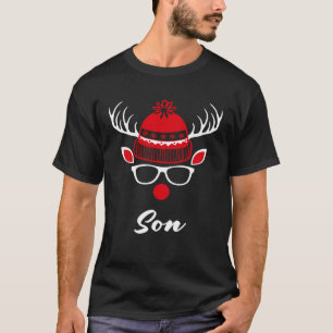 Son Christmas Rentier Face Family Matching T-Shirt