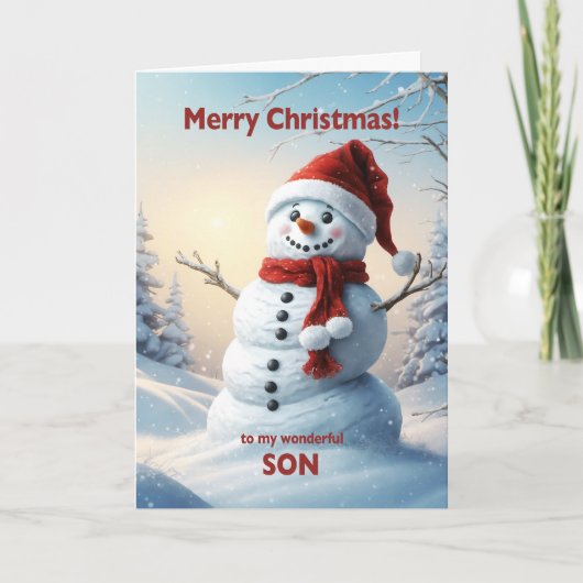 Son Christmas Snowman Feiertagskarte (Vorderseite)