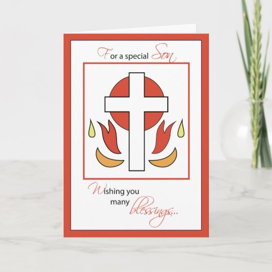 Son Confirmation Gratulation Cross Fire, Red o Karte (Vorderseite)