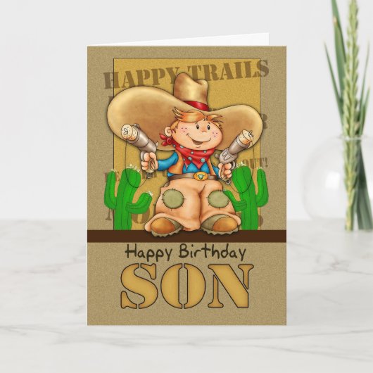 Son Cowboy Birthday Card - Rootin' Tootin' Birthda Karte (Vorderseite)