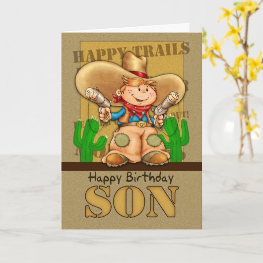 Son Cowboy Birthday Card - Rootin' Tootin' Birthda Karte (Gelbe Blume)