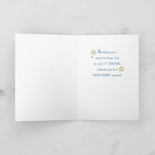 Son First 1 Oster Niedlich Bunny on Blumen Swing Karte (Innenseite)