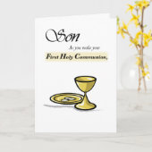 Son First Communion Gold Chalice, Paten Karte (Gelbe Blume)