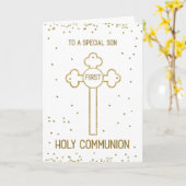 Son First Heilige Kommunion Gold Look Cross Karte (Gelbe Blume)