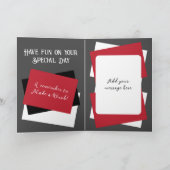 Son Foto Name graurot Geburtstag Karte (Innenseite)