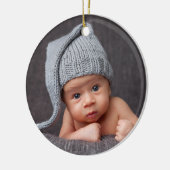 Son Foto und Name Navy Blue Weihnachten Keramik Ornament (Links)