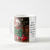 Son Foto | Weihnachtsgeschenk | Weißer Kaffee Kaffeetasse (Vorderseite Links)