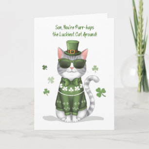 Son Funny Cat Traaring Sonnenbrille St Patricks Da Karte
