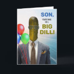 Son Funny Geburtstag Eine Art Big Dill Pickle Karte<br><div class="desc">Son,  du bist eine Art Big Dill! Ein sonniger Geburtstag,  eine Papiergrusskarte mit einem Foto eines Dillhackens mit Anzug und Krawatte und eine Sonnenbrille. Essen Thema Wortspiel Grußkarte. Passen Sie die Cover- und Innengeburtsmeldung auf Wunsch an. Art,  Bild und Vers Copyright © Shoaff Ballanger Studios,  2025.</div>