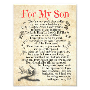 Son-Geschenk  Für meinen Sohn danke, dass Sie so  Fotodruck
