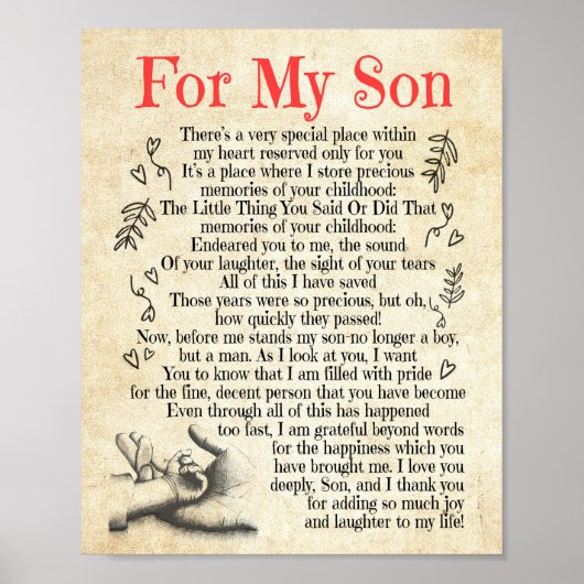 Son Gift | Mein Sohn danke Ihnen, dass Sie so viel Poster (Vorne)