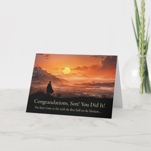 Son Graduation Inspirational Cap and Gown  Karte (Vorderseite)