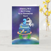 Son Happy 3rd Birthday Astronaut with Cool Aliens Karte (Gelbe Blume)