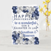 Son Happy Anniversary Blue Balloon Karte (Gelbe Blume)