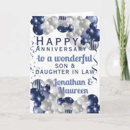 Son Happy Anniversary Blue Balloon Karte
