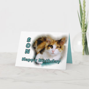 Son Happy Birthday Calico Cat Card Karte