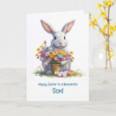 Son Happy Easter Cute Bunny Rabbit and Easter  Karte (Gelbe Blume)
