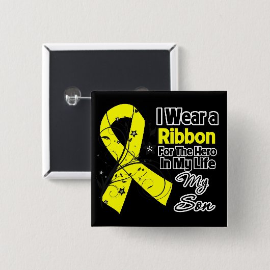 Son Hero in My Life Sarcoma Button (Vorne & Hinten)