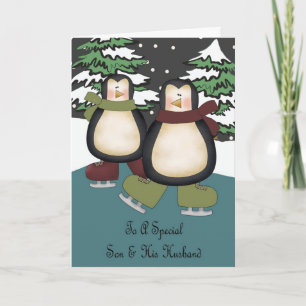 Son & Husband Penguins Weihnachtskarte Feiertagskarte