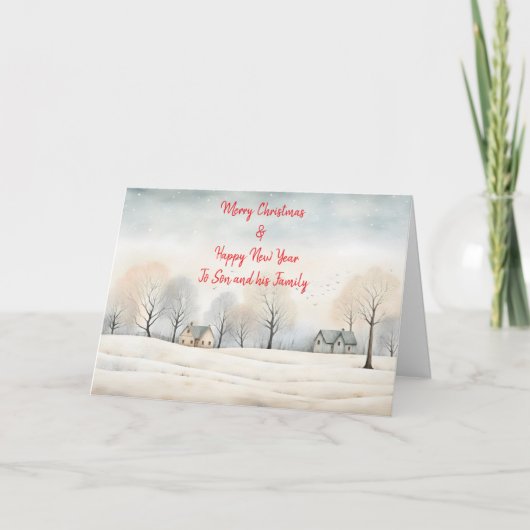 SON IN FAMILY LANDESSCENE CHRISTMAS CARD DANKESKARTE (Vorderseite)