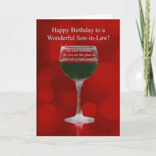 Son in Law Funny Wine Themed Happy Birthday Cheer Karte (Vorderseite)